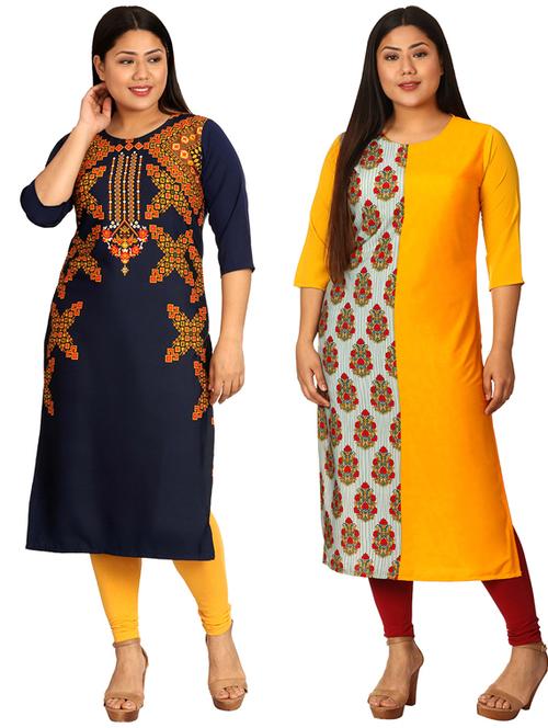 multi colored crepe combos kurta - 17672838 - Very Small Image - 1