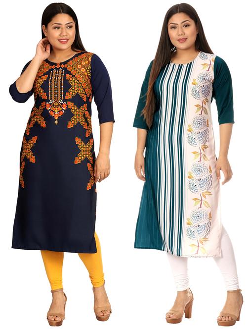 multi colored crepe combos kurta - 17672839 - Very Small Image - 1