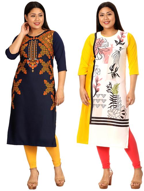 multi colored crepe combos kurta - 17672841 - Very Small Image - 1