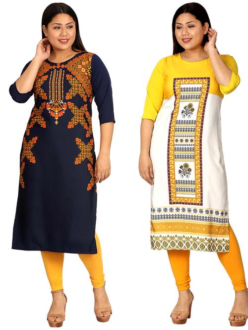 multi colored crepe combos kurta - 17672842 - Very Small Image - 1
