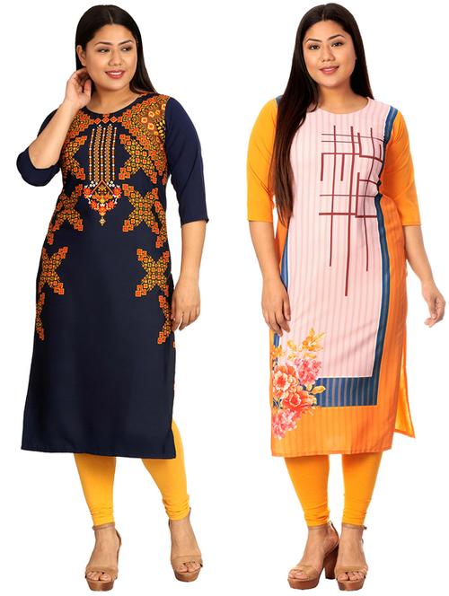 multi colored crepe combos kurta - 17672843 - Very Small Image - 1