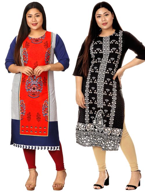 multi colored crepe combos kurta - 17672850 - Very Small Image - 1