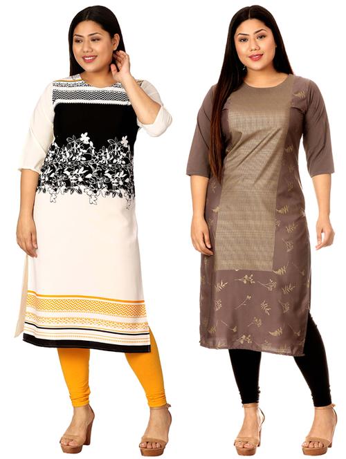 multi colored crepe combos kurta - 17672878 - Very Small Image - 1