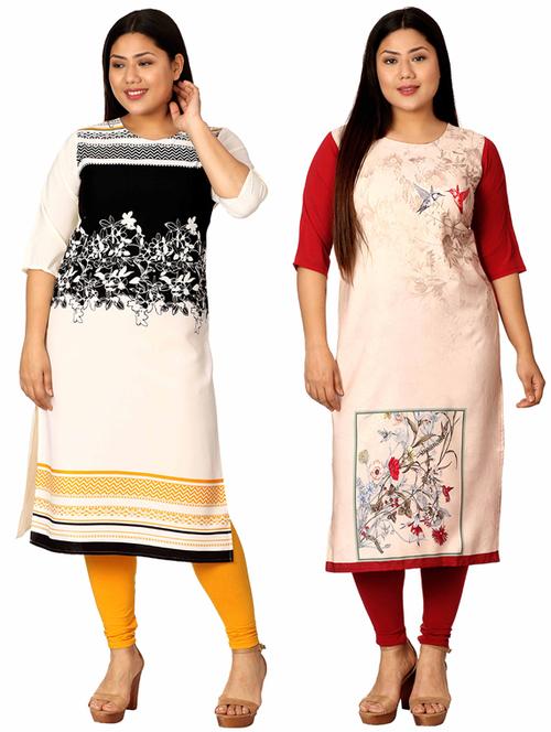 multi colored crepe combos kurta - 17672881 - Very Small Image - 1