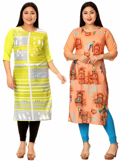 multi colored crepe combos kurta - 17672893 - Very Small Image - 1