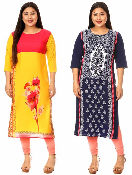multi colored crepe combos kurta - 17672902 - Very Small Image - 1