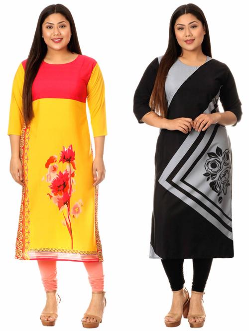 multi colored crepe combos kurta - 17672915 - Very Small Image - 1