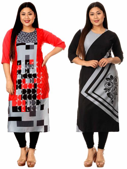 multi colored crepe combos kurta - 17672928 - Very Small Image - 1