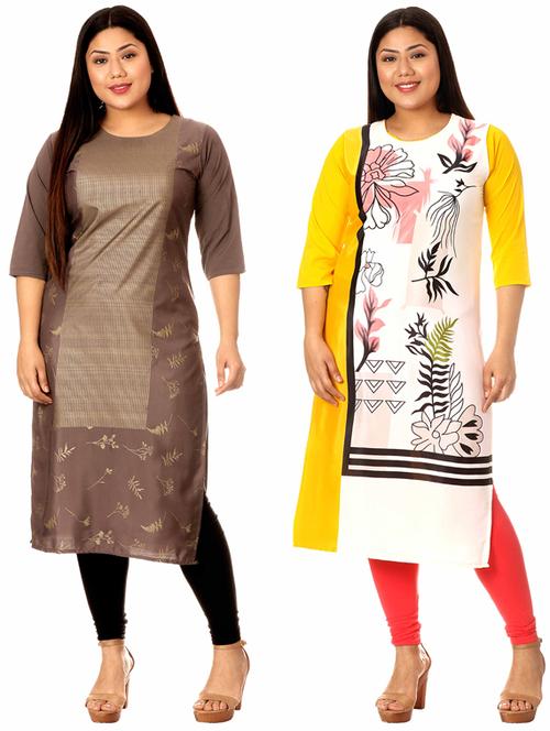 multi colored crepe combos kurta - 17672944 - Very Small Image - 1