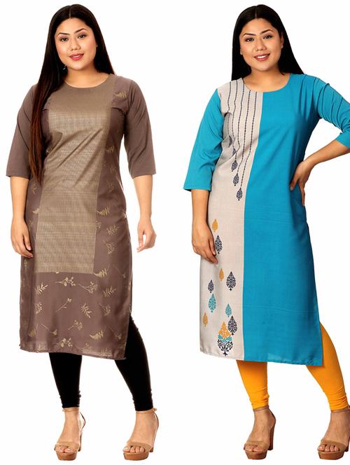 multi colored crepe combos kurta - 17672946 - Very Small Image - 1