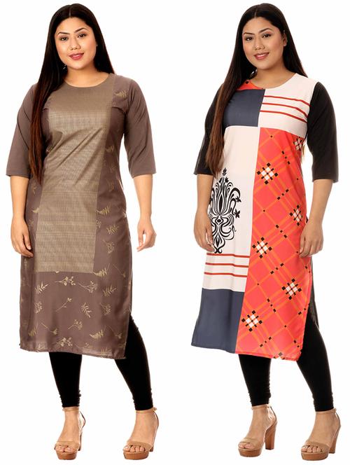 multi colored crepe combos kurta - 17672952 - Very Small Image - 1