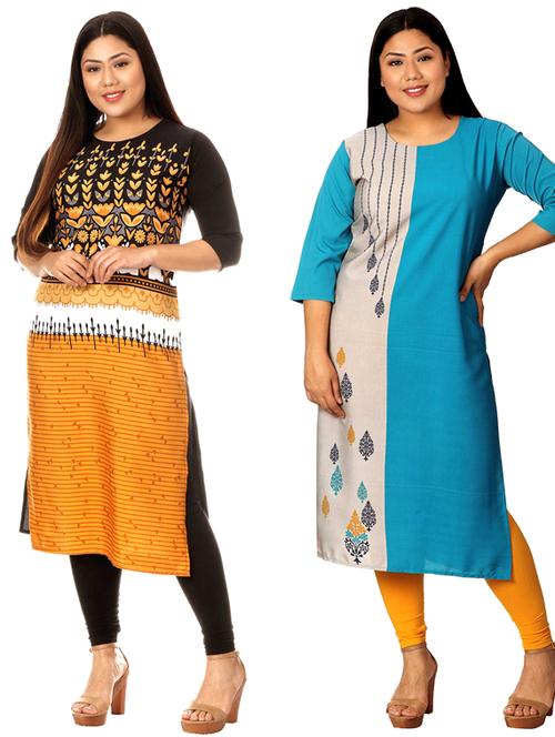 multi colored crepe combos kurta - 17672958 - Very Small Image - 1