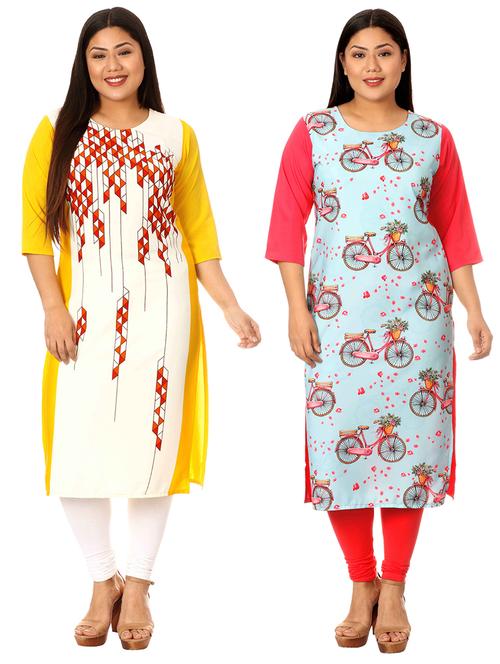 multi colored crepe combos kurta - 17672973 - Very Small Image - 1