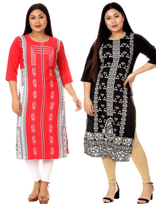 multi colored crepe combos kurta - 17672979 - Very Small Image - 1