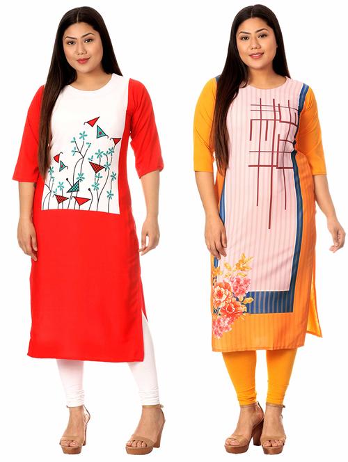 multi colored crepe combos kurta - 17673004 - Very Small Image - 1