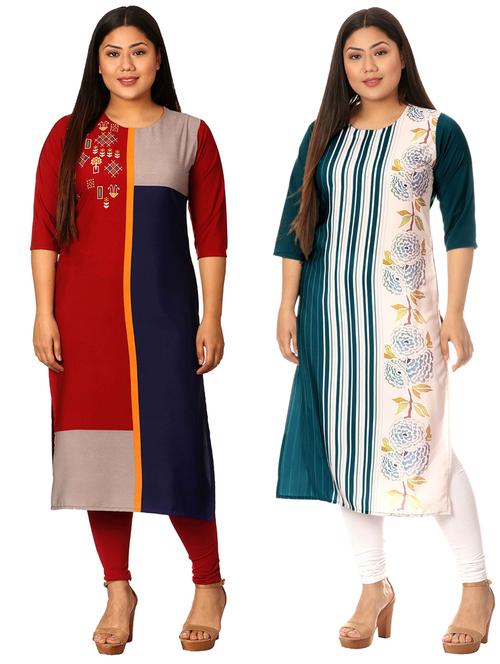 multi colored crepe combos kurta - 17673044 - Very Small Image - 1