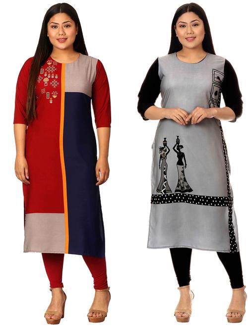 multi colored crepe combos kurta - 17673054 - Very Small Image - 1
