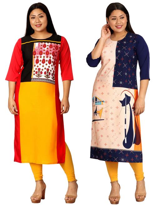 multi colored crepe combos kurta - 17673077 - Very Small Image - 1