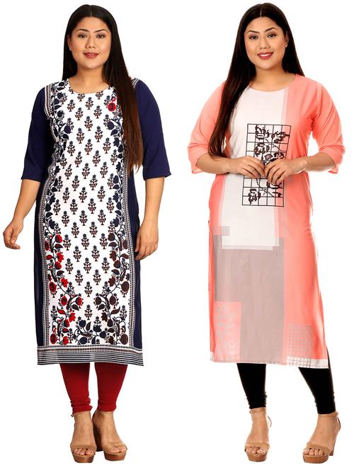 multi colored crepe combos kurta - 17673090 - Very Small Image - 1
