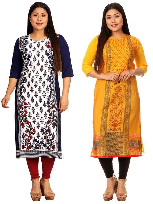 multi colored crepe combos kurta - 17673092 - Very Small Image - 1