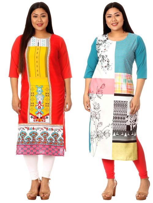 multi colored crepe combos kurta - 17673096 - Very Small Image - 1
