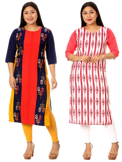 multi colored crepe combos kurta - 17673111 - Very Small Image - 1