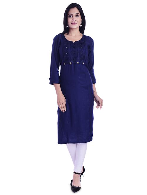 tonal embroidered straight kurta - 17673191 - Very Small Image - 1