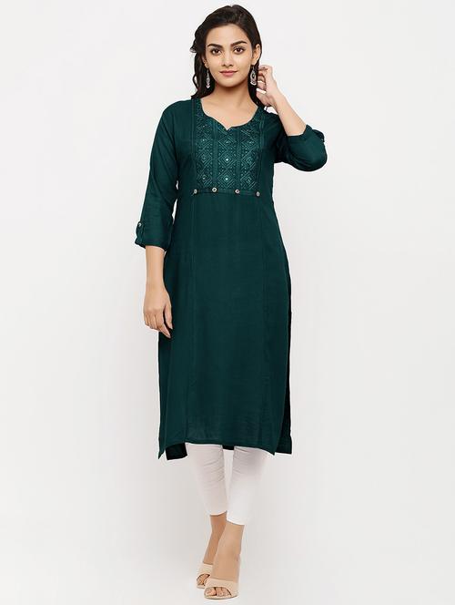 tonal embroidered straight kurta - 17673198 - Very Small Image - 1