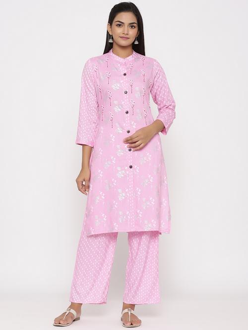printed kurta palazzo set - 17674298 - Very Small Image - 1