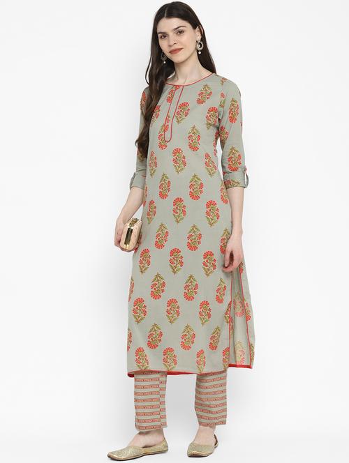 olive cotton kurta pant set - 17675485 - Very Small Image - 1