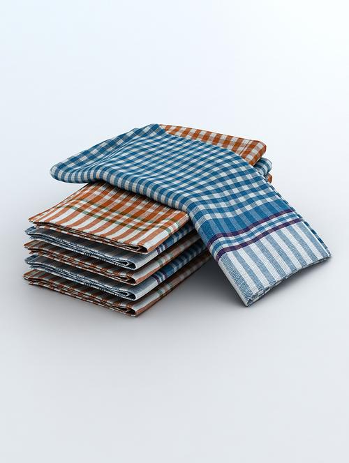 athom trendz big checks cotton multipurpose kitchen towel/cleaning cloth 45x45 cm pack of 6 - 17675555 - Very Small Image - 1