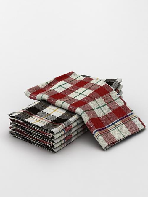 athom trendz dobby checks cotton multipurpose kitchen towel/cleaning cloth 50x50 cm pack of 6 - 17675575 - Very Small Image - 1
