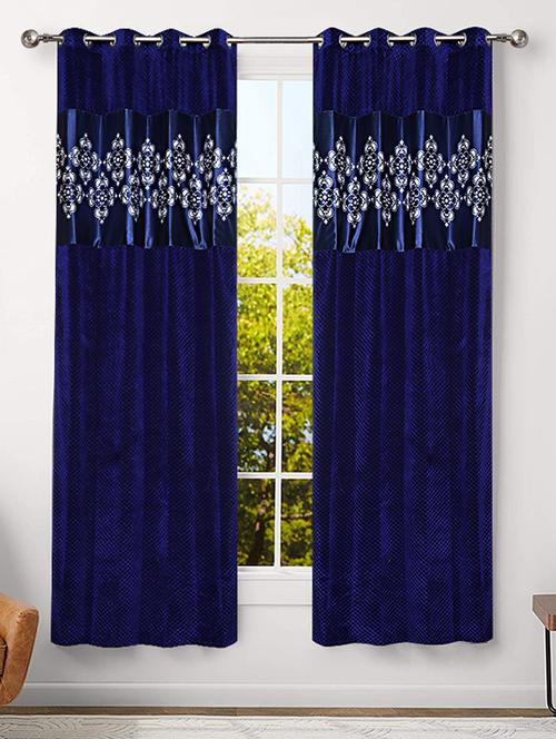 veronica deco 152 cm (5 ft) velvet window curtain (pack of 2) - 17676199 - Very Small Image - 1