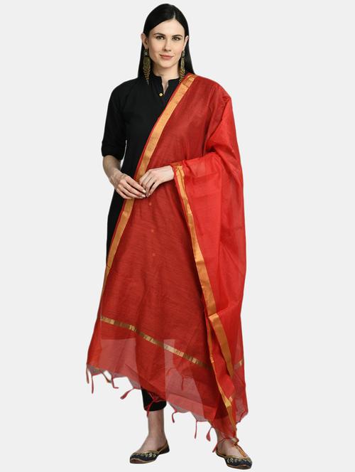 red silk blend dupatta - 17676453 - Very Small Image - 1
