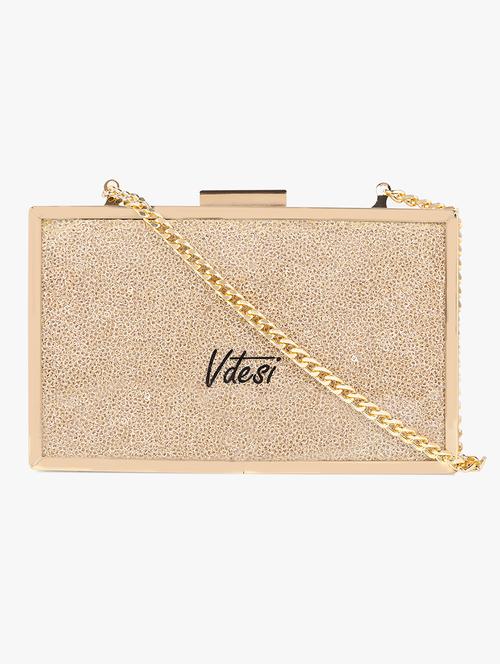 gold leatherette (pu) box clutch - 17677026 - Very Small Image - 1