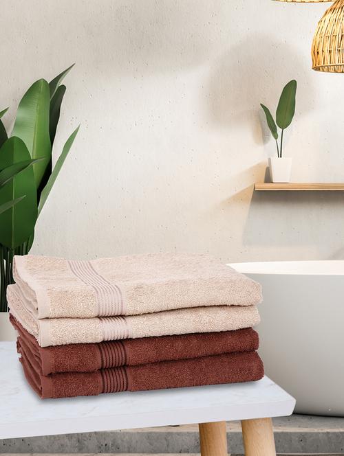 lorena 100% cotton super-soft terry towels -4pc bath towel (d`ross) solid-taupe/brown - 17677341 - Very Small Image - 1