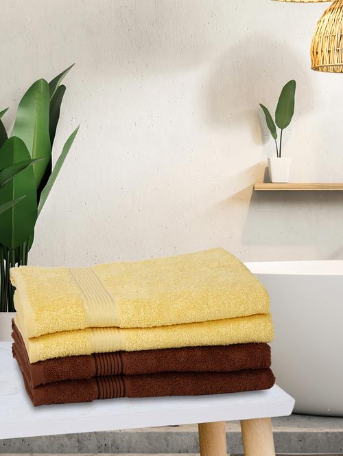 lorena 100% cotton super-soft terry towels -4pc bath towel (d`ross) solid-yellow/brown yellow/brown - 17677544 - Very Small Image - 1