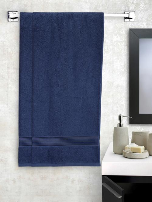 lorena 100% cotton super-soft terry towels -2pc bath towel (d`ross) solid-navy/blue - 17677759 - Very Small Image - 1
