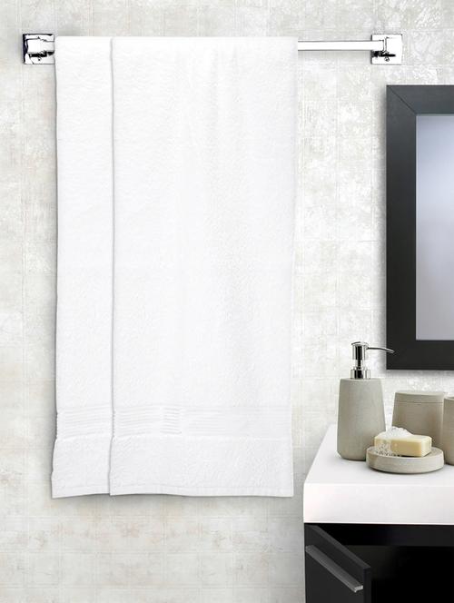 lorena 100% cotton super-soft terry towels -2pc bath towel (d`ross) solid-white - 17677792 - Very Small Image - 1