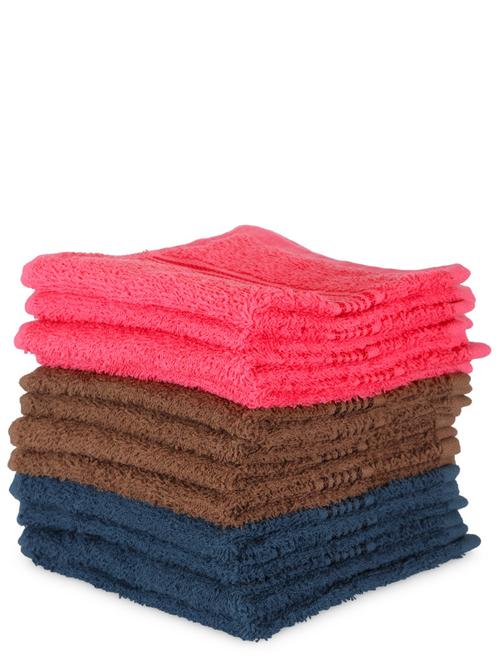 lorena 100% cotton super-soft terry towels -12pc face towel (d`ross) solid-multi - 17677806 - Very Small Image - 1