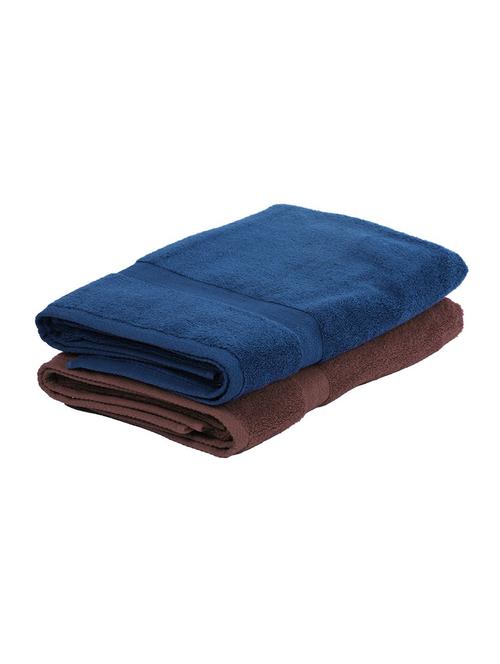 bianca zero-twist 100% cotton ultra-fluffy towels -2pc bath towel (paradiso) solid-chocolate/navy - 17677925 - Very Small Image - 1
