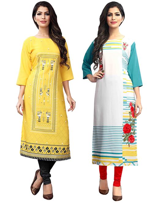 multi colored crepe combos kurta - 17677995 - Very Small Image - 1