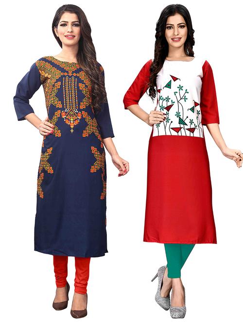 multi colored crepe combos kurta - 17678027 - Very Small Image - 1