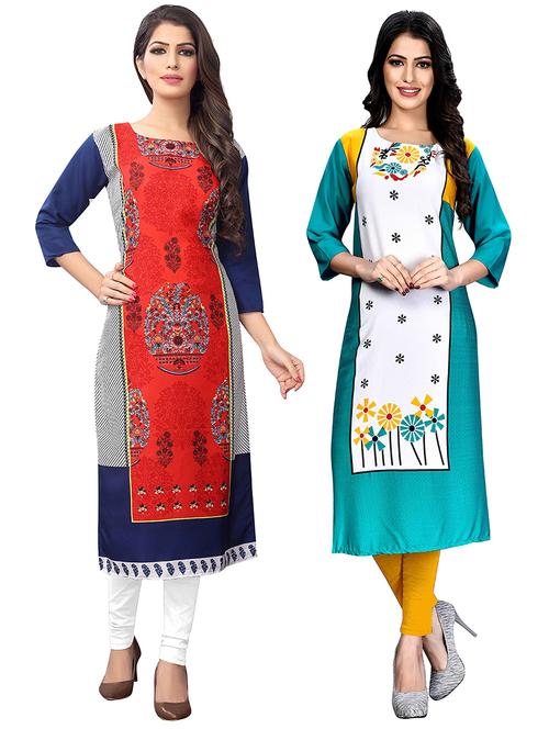 multi colored crepe combos kurta - 17678047 - Very Small Image - 1