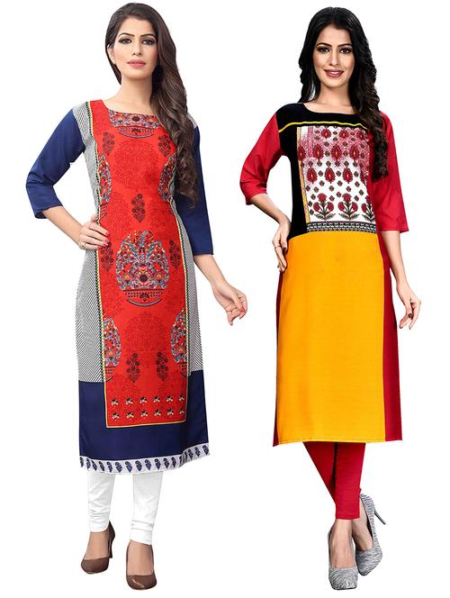 multi colored crepe combos kurta - 17678051 - Very Small Image - 1