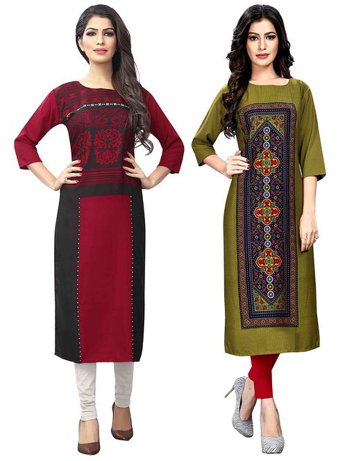 multi colored crepe combos kurta - 17678066 - Very Small Image - 1