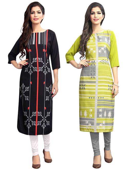 multi colored crepe combos kurta - 17678071 - Very Small Image - 1