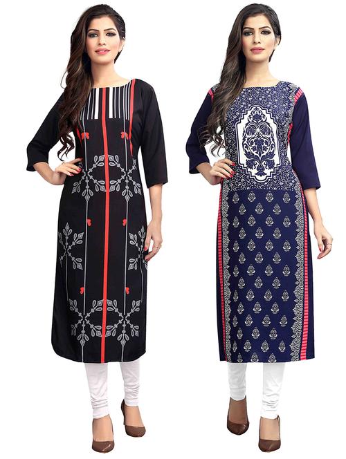 multi colored crepe combos kurta - 17678075 - Very Small Image - 1