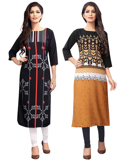 multi colored crepe combos kurta - 17678078 - Very Small Image - 1