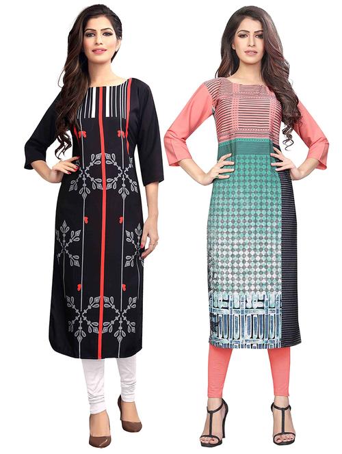 multi colored crepe combos kurta - 17678082 - Very Small Image - 1